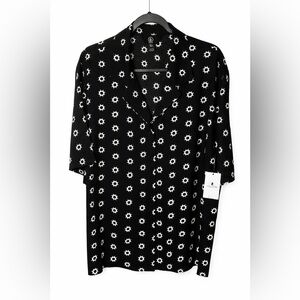 Volcom Sun Print Button Up Shirt Black White Camp Collar Skate Surf Streetwear